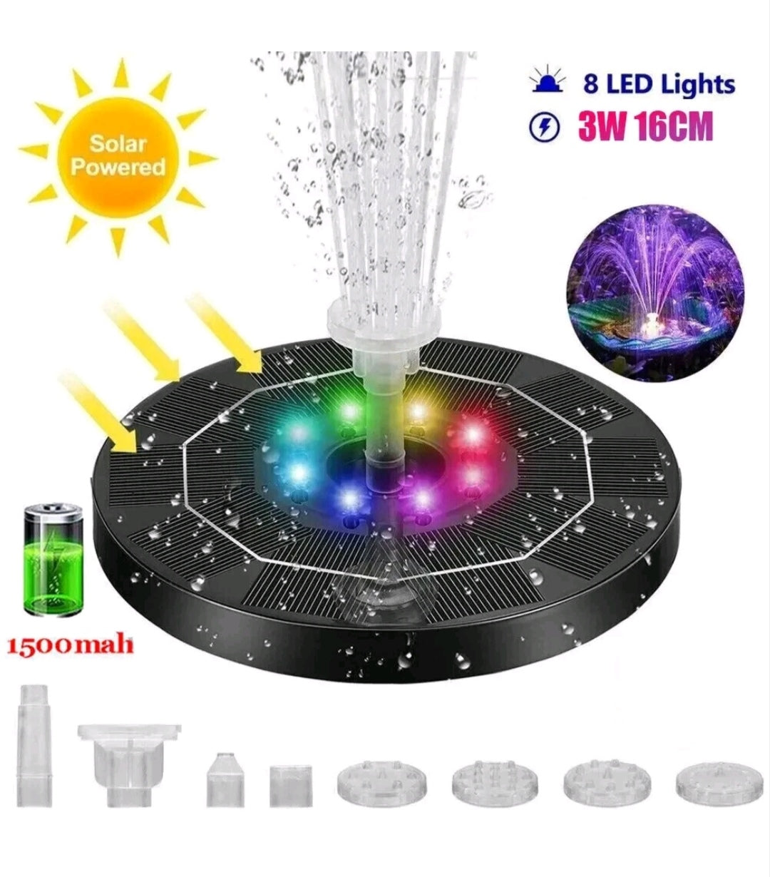 Solar Teichpumpe Brunnenpumpe mit LED