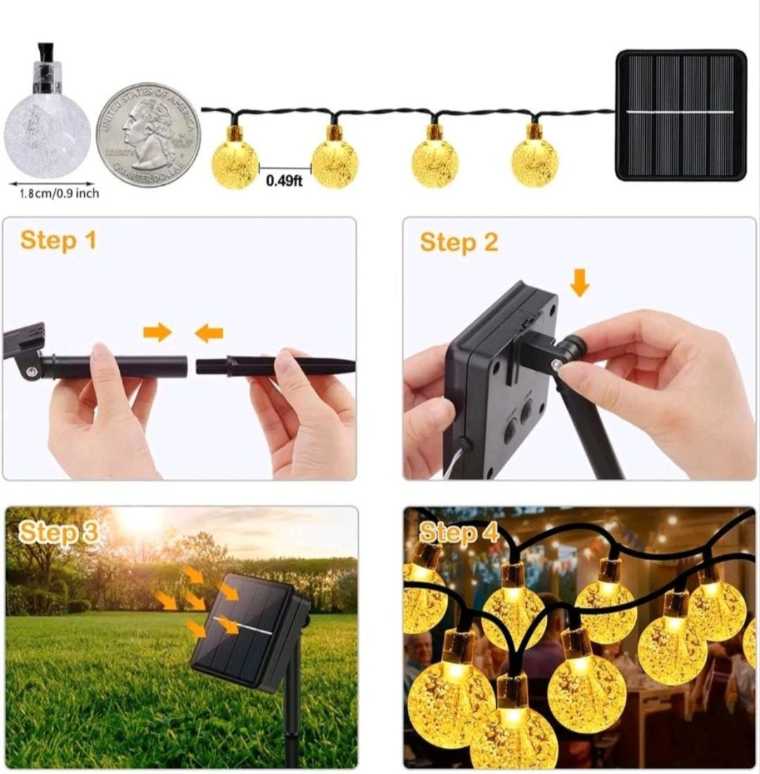 Solar Lichterkette Solarleuchten Parybeleuchtung 12 Meter