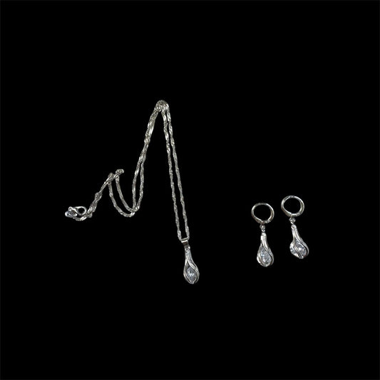 Schmuckset Ohrringe Kette Anhänger 925 Sterlingsilber Zirkonia-Steinen