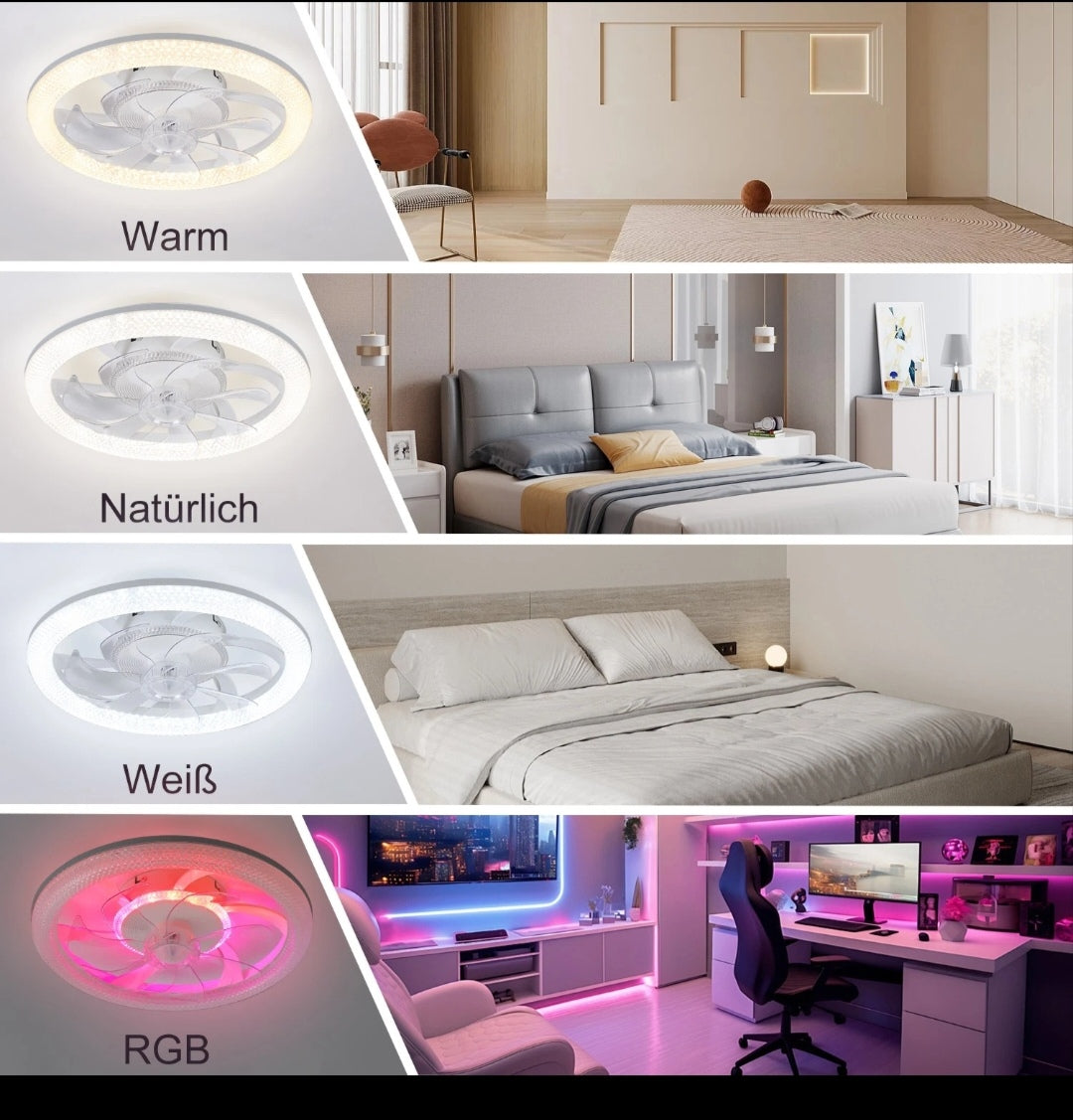 LED Deckenventilator Deckenleuchte Deckenlampe Rgb Bluetooth Lautsprecher Smart