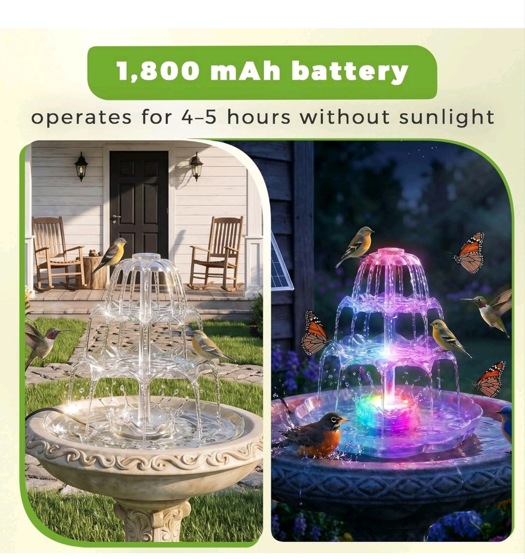 Solar Gartenbrunnen Vogelbadbrunnen Vogeltränke Brunnen