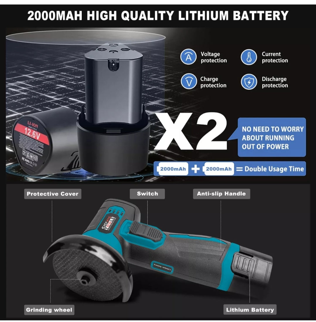 Akku Winkelschleifer Schleifmaschine Flex mit 2 Akkus