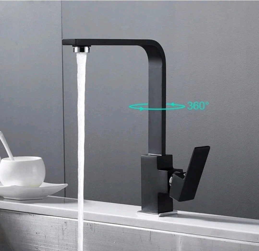 Wasserhahn Küchenarmatur Mischbatterie Schwarz Edelstahl Modern