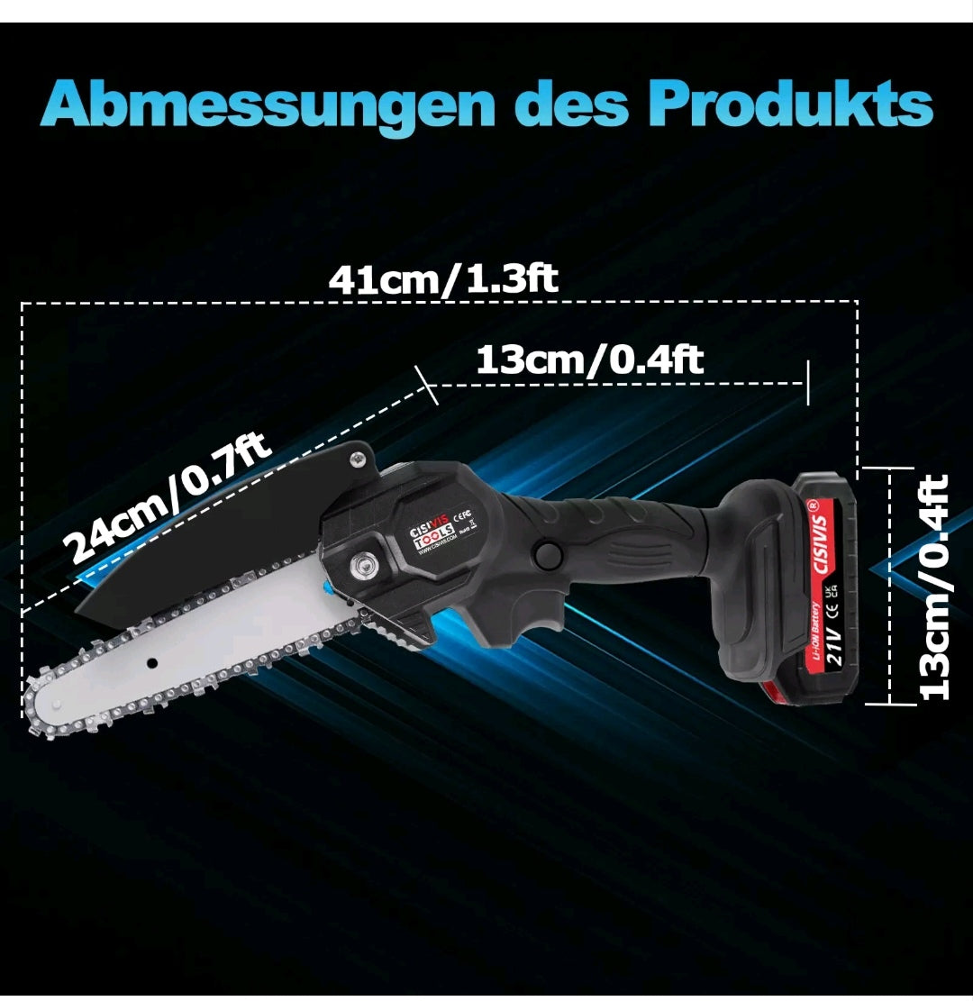 Akku Kettensäge Gartensäge mit 2 Akkus und Zubehör