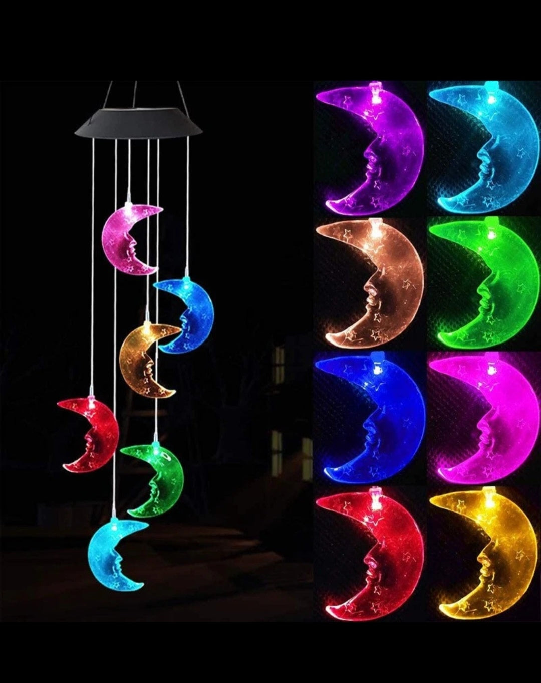 Solar Windspiel Solarlampe Solarleuchte Mond