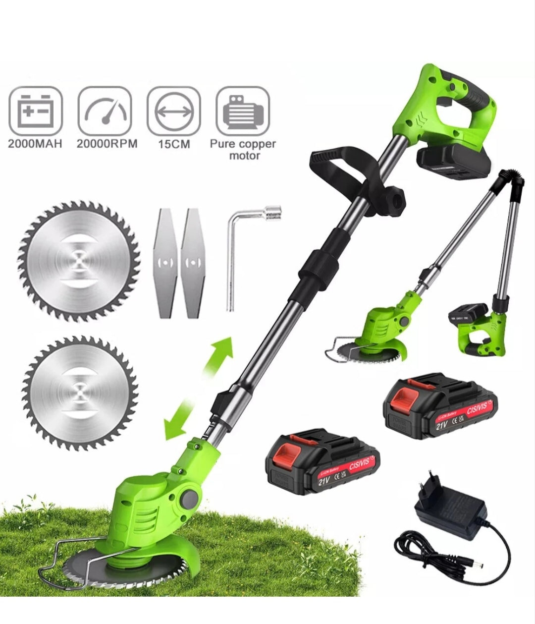 Akku Rasentrimmer Grasschneider Rasenmäher +Zubehör