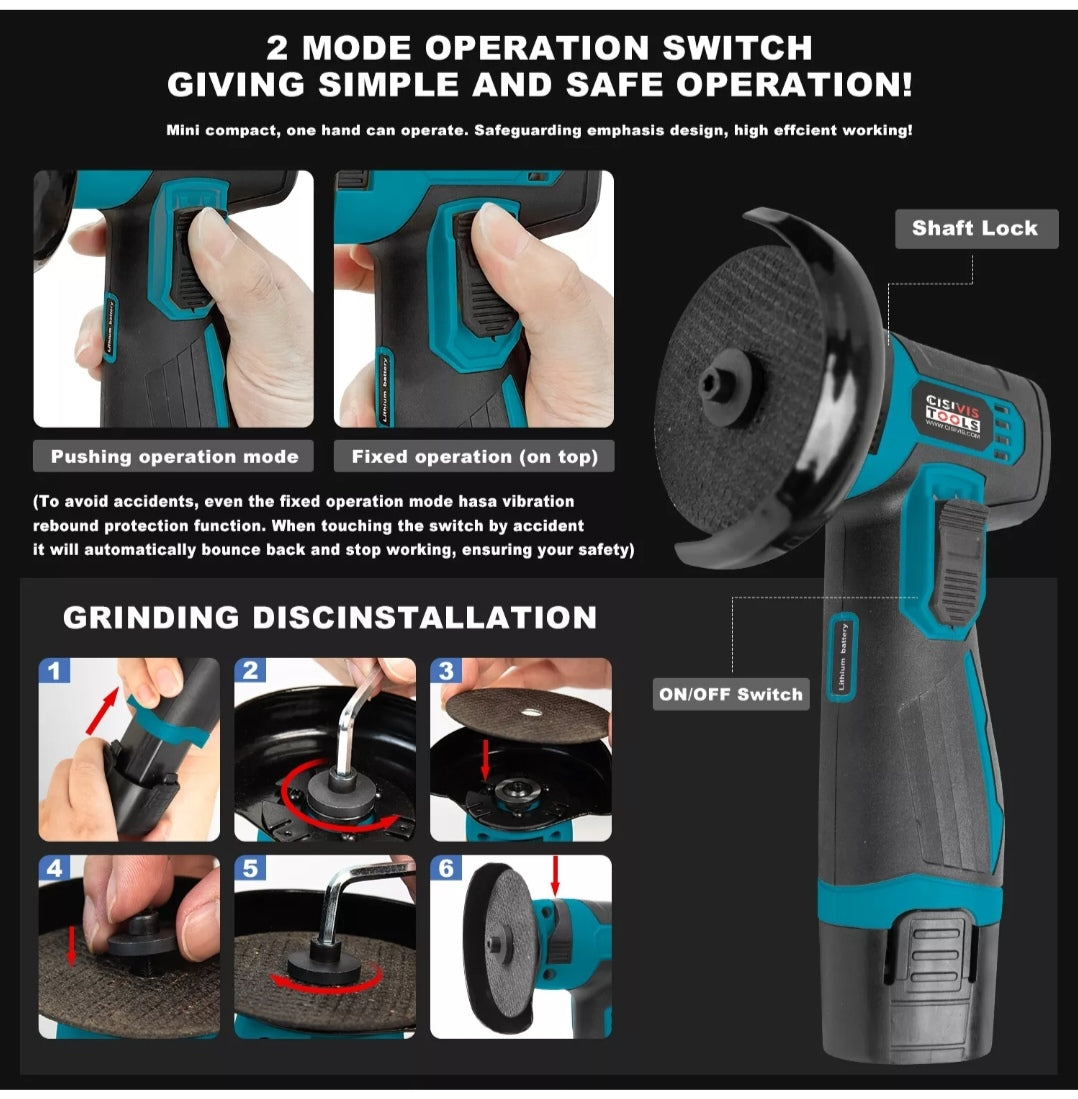 Akku Winkelschleifer Schleifmaschine Flex mit 2 Akkus