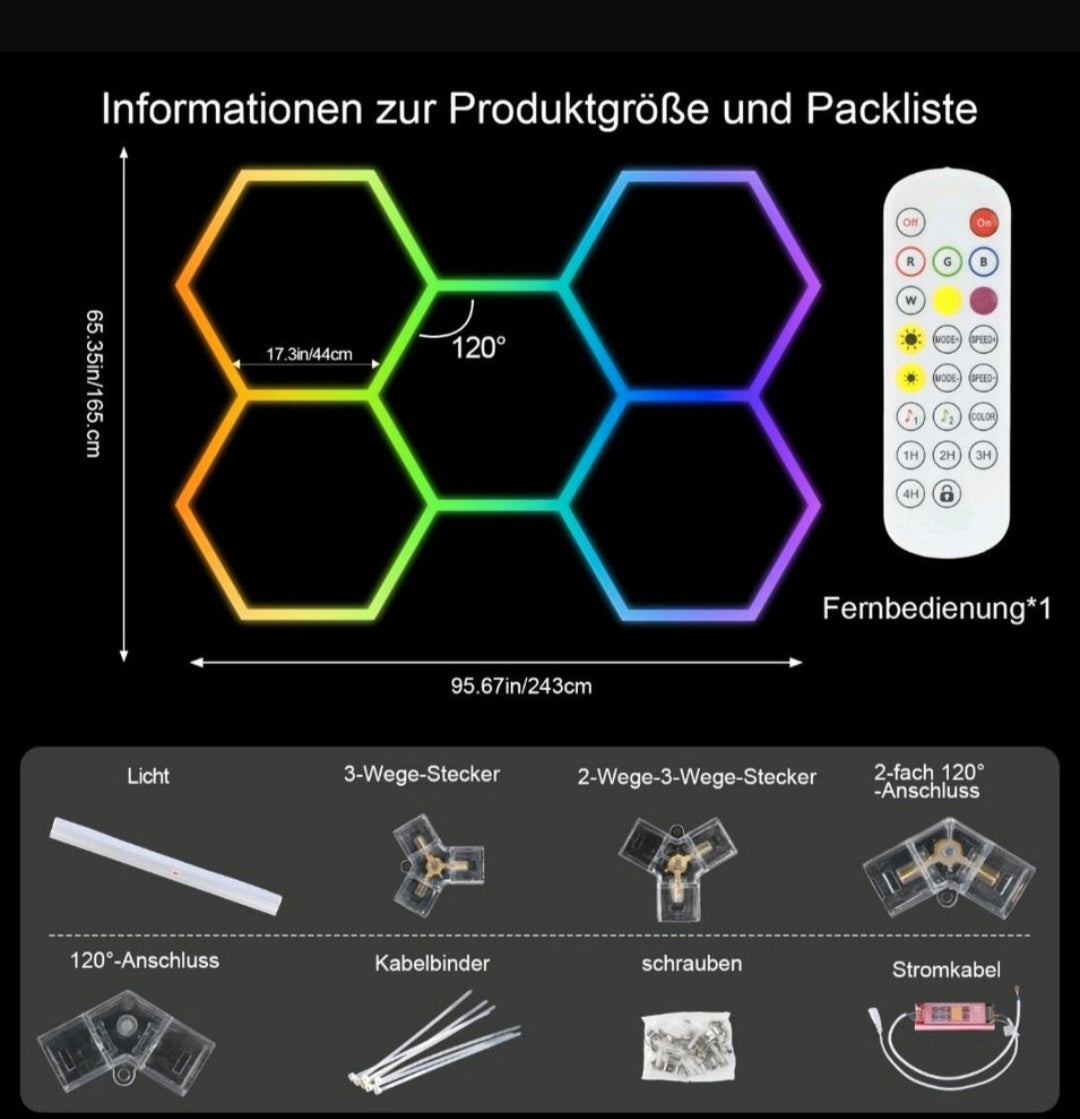 Hexagon Garagenlicht Werkstattlampe Showroom Rgb