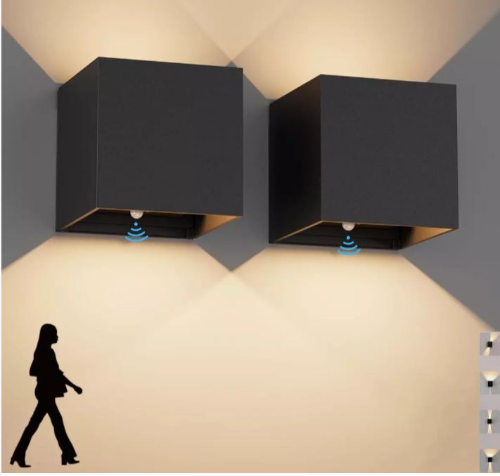 Led Wandleuchten Wandlampen Up Down 2 Stück mit Bewegungsmelder Innenraum und Außenbereich