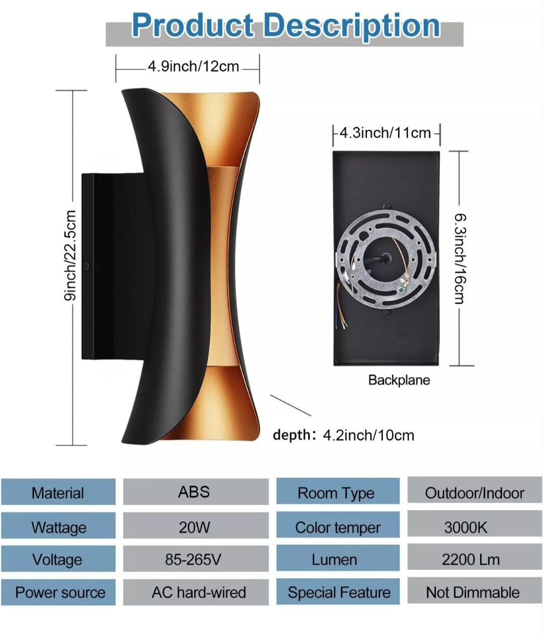 LED Wandleuchten Wandlampen innen Aussen 2 Stück