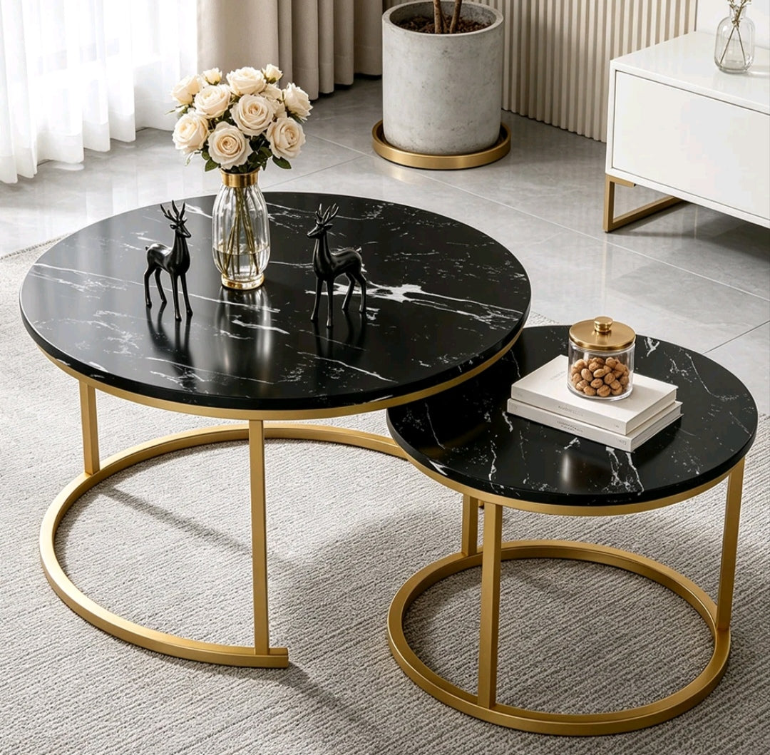 Couchtisch Wohnzimmer Tisch Marmor-Optik 2er Set