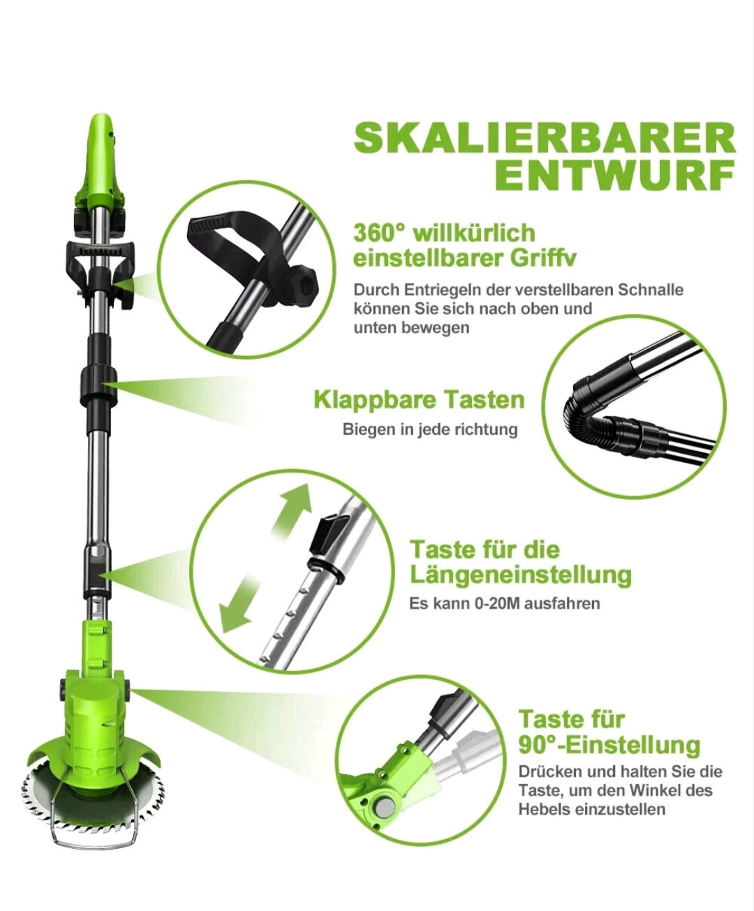 Akku Rasentrimmer Grasschneider Rasenmäher +Zubehör