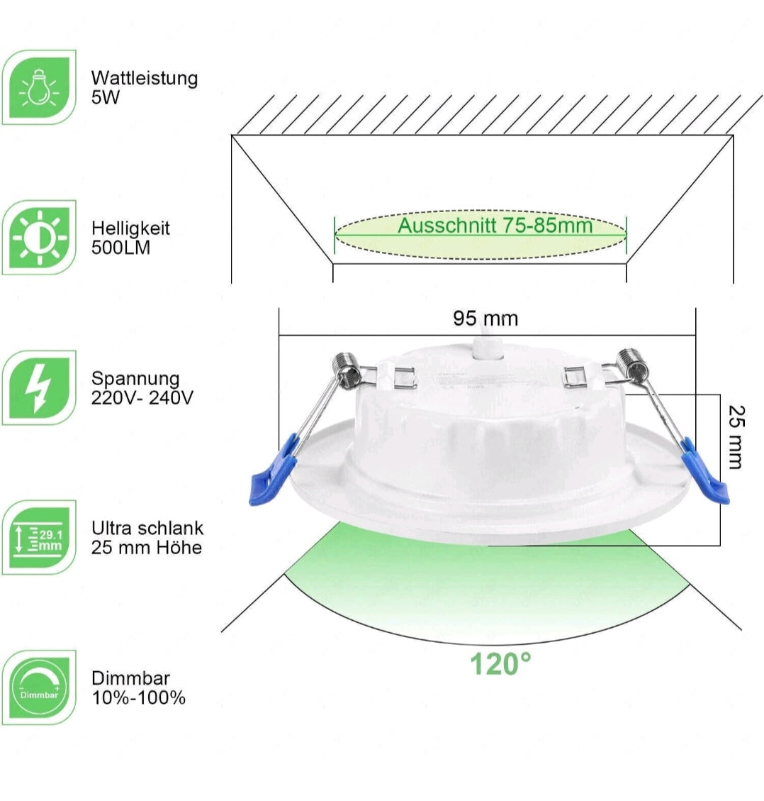 Led Einbau Spots Strahler 20St Kaltweiss