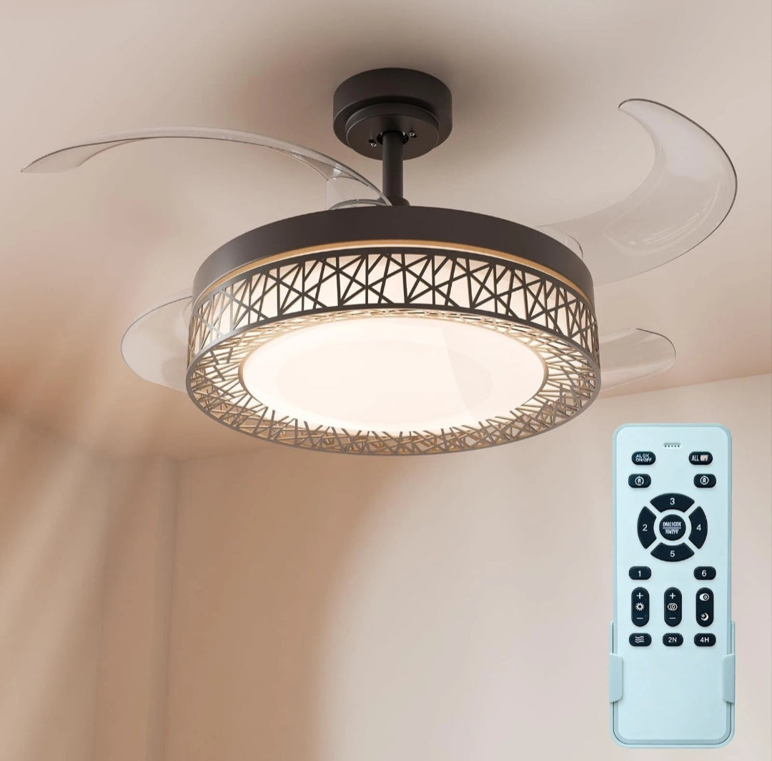Deckenventilator Deckenleuchte Deckenlampe Ventilator Schwarz