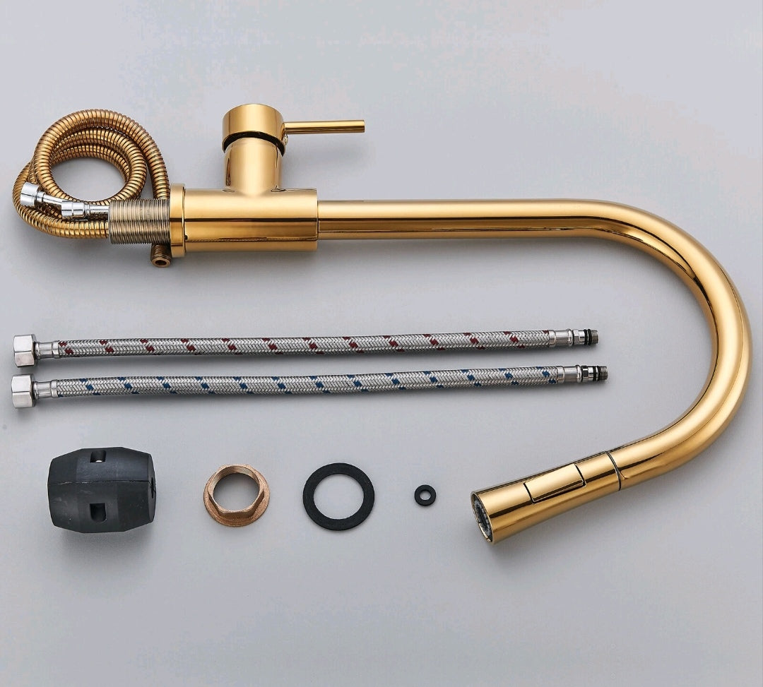 Küchenarmartur Mischbatterie Wasserhahn Brause Modern Gold Design