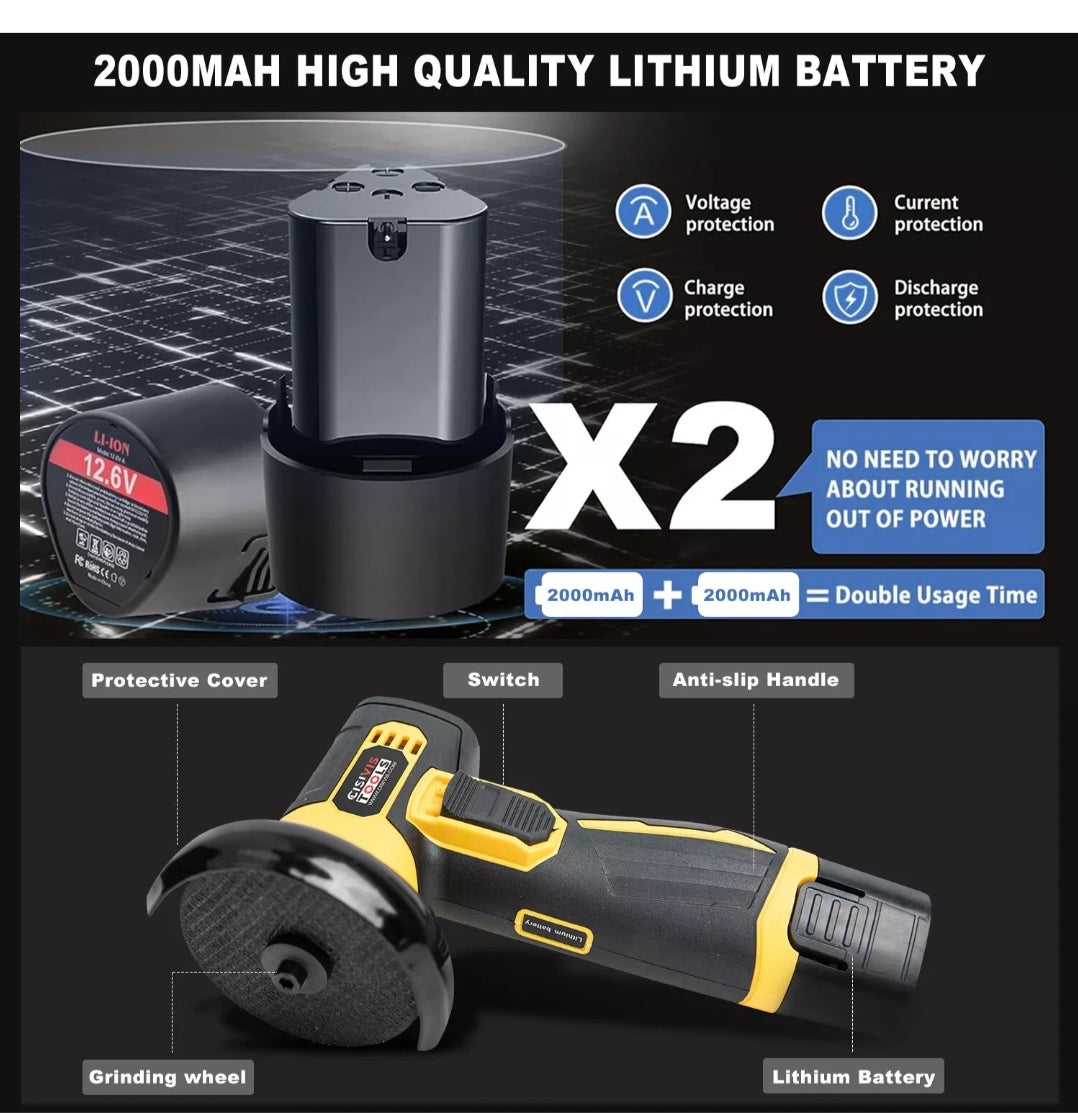 Akku Winkelschleifer Schleifmaschine Flex mit 2 Akkus