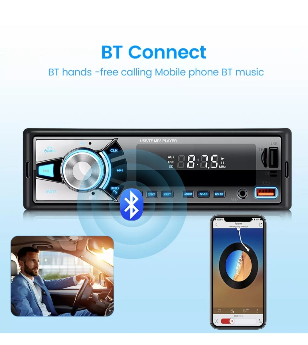 Autoradio Bluetooth Freisprechen Universal Din1 USB Aux SD