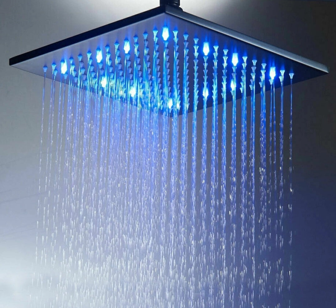 Regendusche Duschkopf LED 30x30cm Schwarz