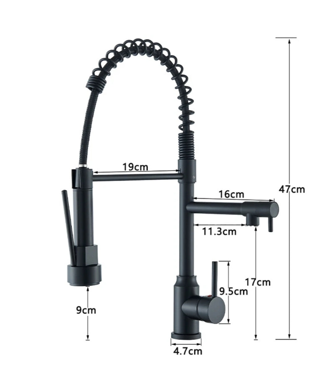 Wasserhahn Küchenarmartur Mischbatterie Schwarz Edelstahl Profi