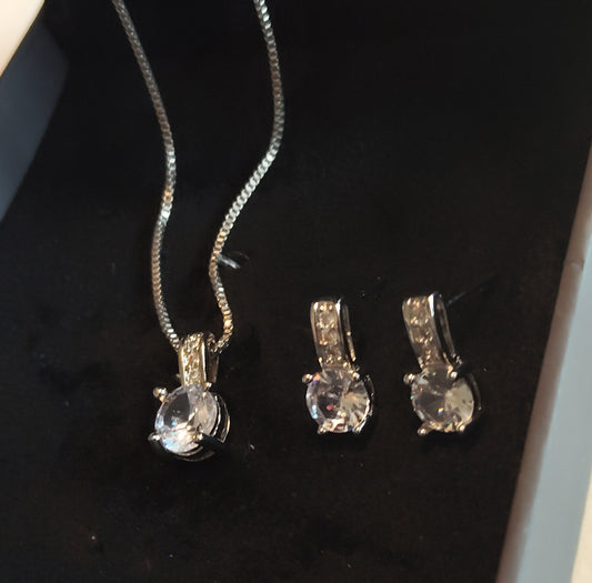 Schmuckset Halskette Anhänger Ohrringe 925er Silber Zirkonia