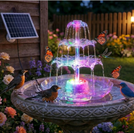 Solar Gartenbrunnen Vogelbadbrunnen Vogeltränke Brunnen