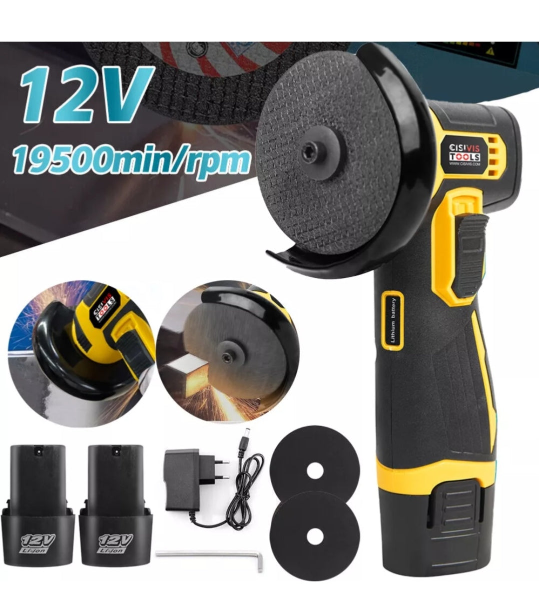 Akku Winkelschleifer Schleifmaschine Flex mit 2 Akkus