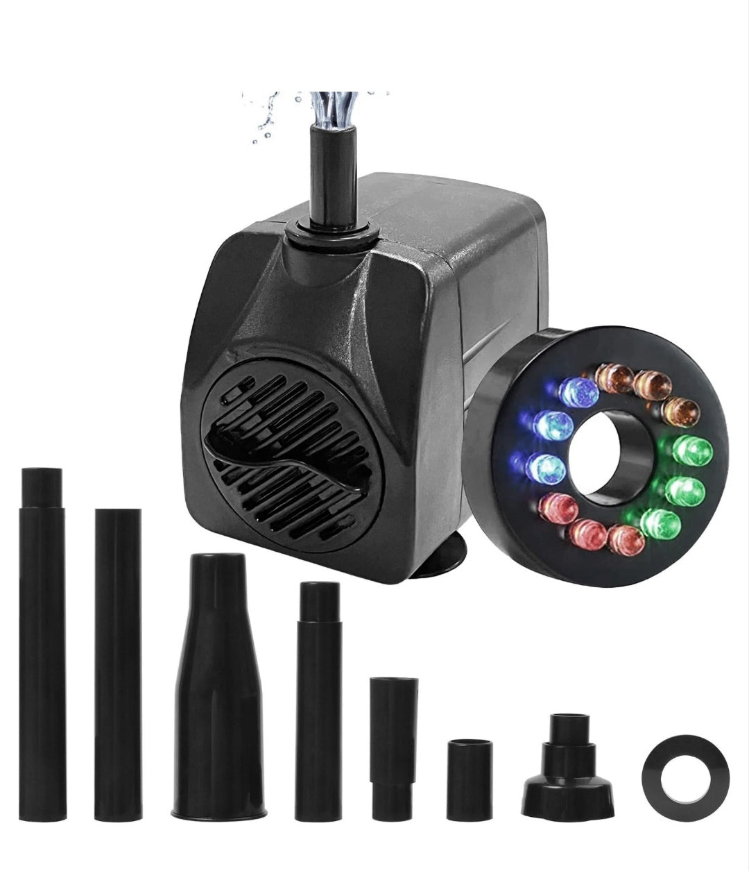 Teichpumpe Brunnenpumpe mit LED Springbrunnenpumpe