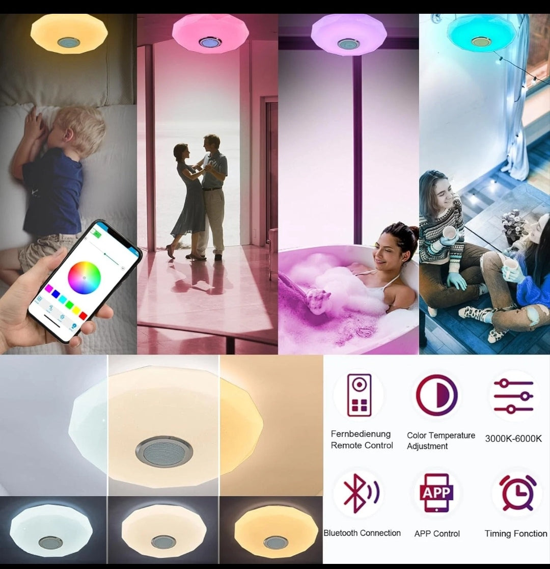 LED Deckenlampe Deckenleuchte Bluetooth Lautsprecher Rgb
