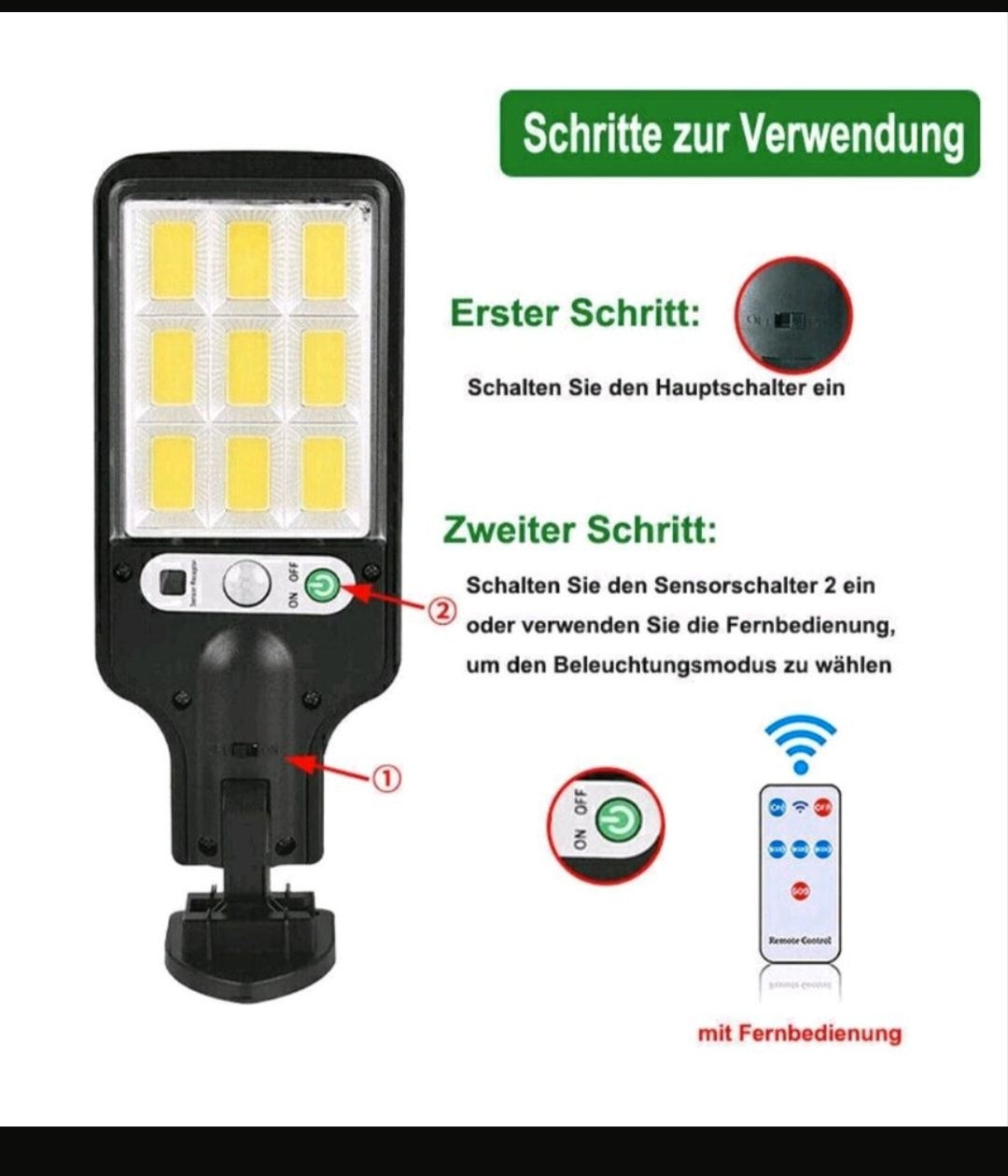 Solar Fluter Flutlicht Flutstrahler mit Bewegungsmelder 2 Stück