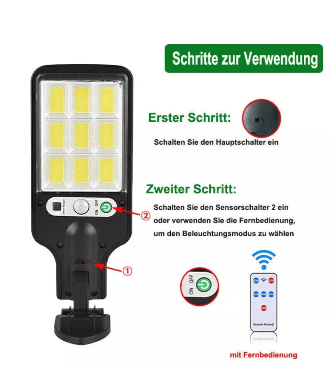 Solar Wandleuchten Wandlampen Fluter mit B. Melder 4 Stück