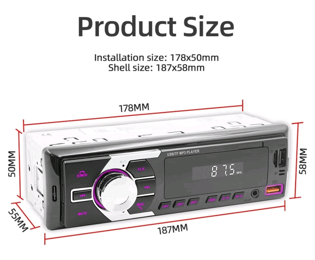 Autoradio Bluetooth Freisprechen Universal Din1 USB Aux SD
