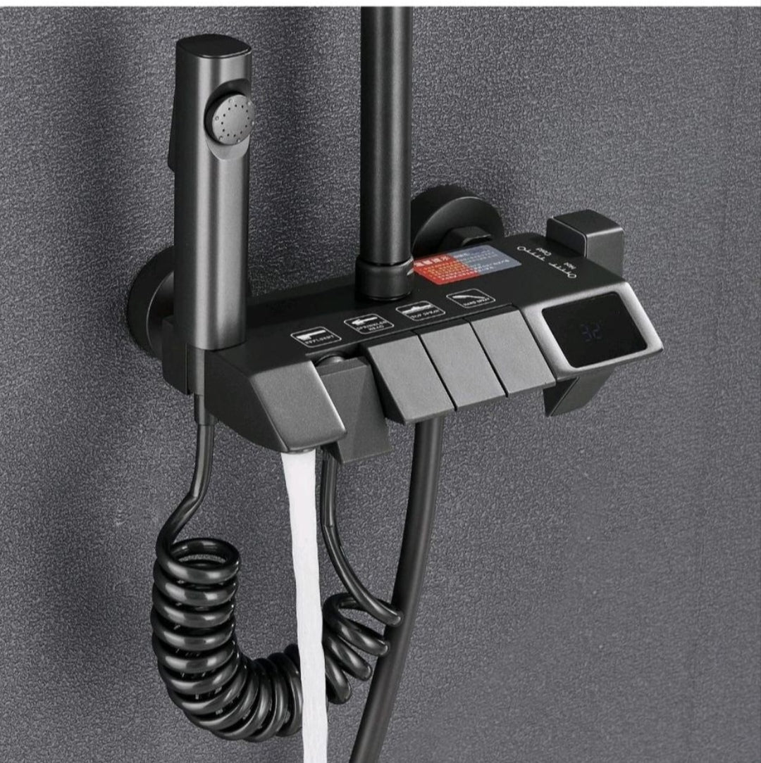 Regendusche Duschset Komplett Schwarz mit LCD Display