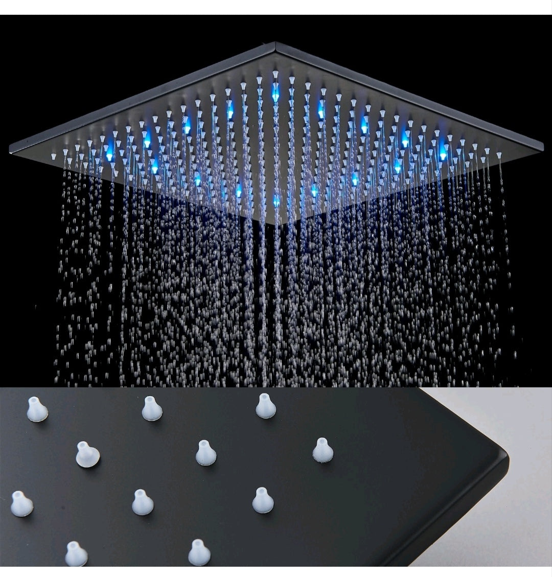 Regendusche Duschkopf LED 30x30cm Schwarz
