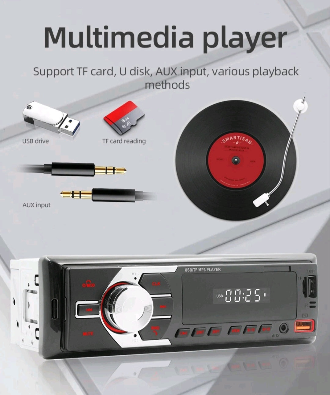 Autoradio Bluetooth Freisprechen Universal Din1 USB Aux SD