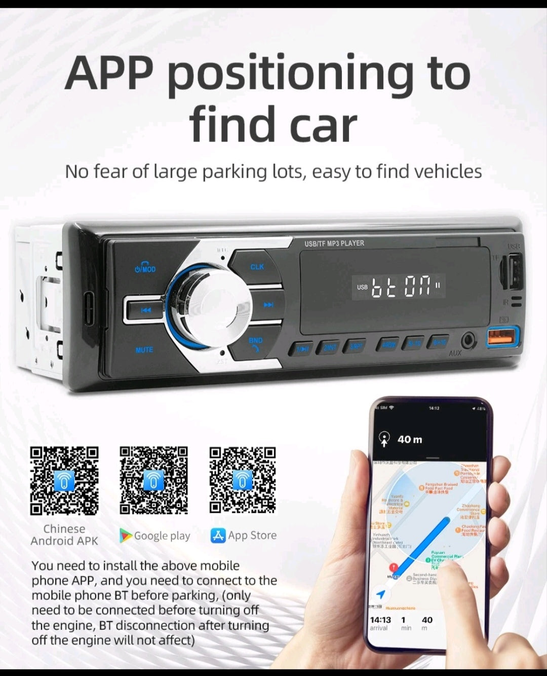 Autoradio Bluetooth Freisprechen Universal Din1 USB Aux SD