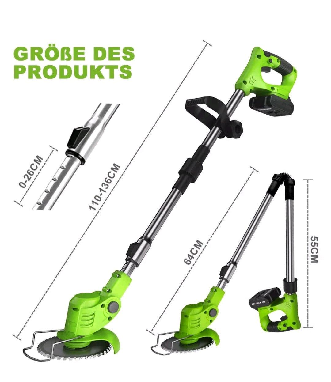 Akku Rasentrimmer Grasschneider Rasenmäher +Zubehör