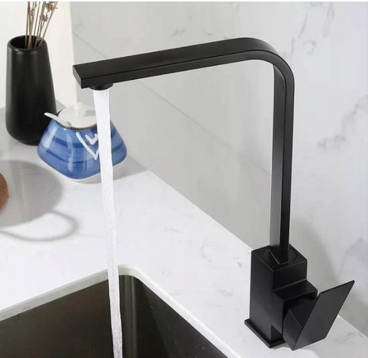 Wasserhahn Küchenarmatur Mischbatterie Schwarz Edelstahl Modern