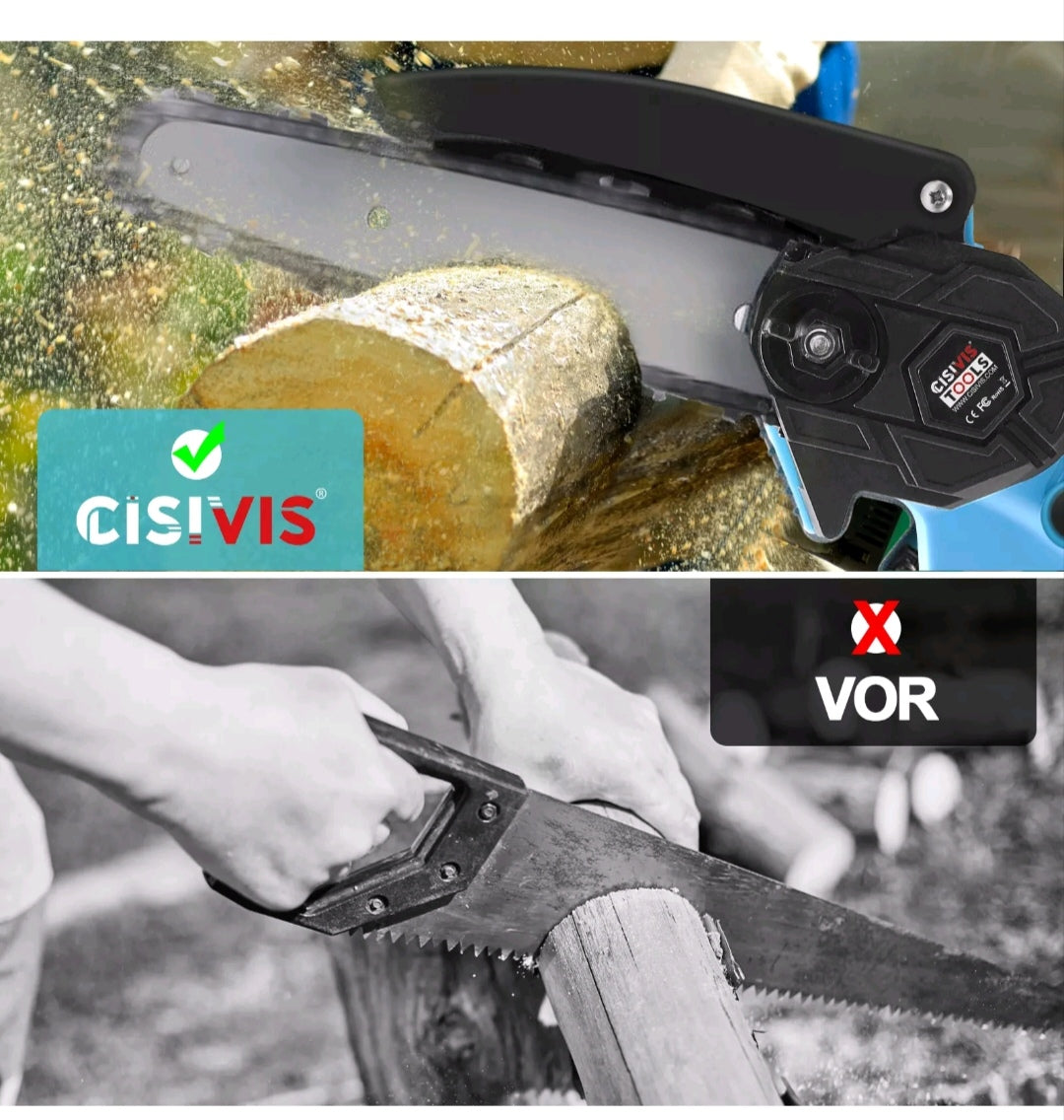 Akku Kettensäge Gartensäge mit 2 Akkus und Zubehör