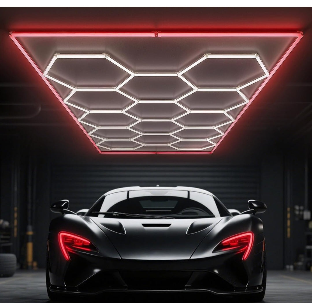 Hexagon Garagenlicht Werkstattlampe Showroom Laden 14 er Roter Rahmen