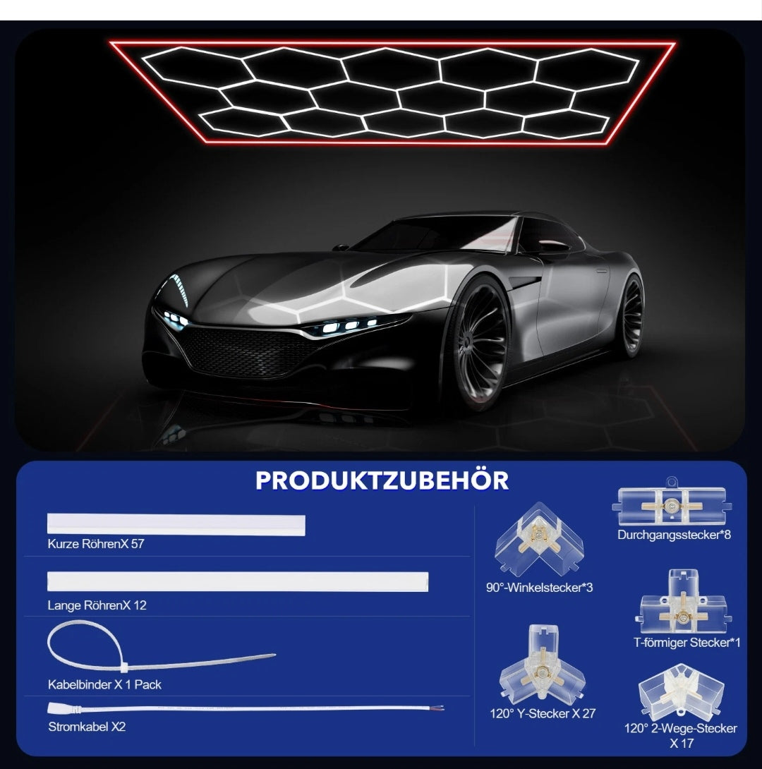 Hexagon Garagenlicht Werkstattlampe Showroom Laden 14 er Roter Rahmen