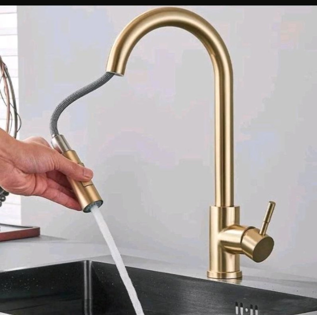 Küchenarmartur Mischbatterie Wasserhahn Brause Gold Design Hochdruck