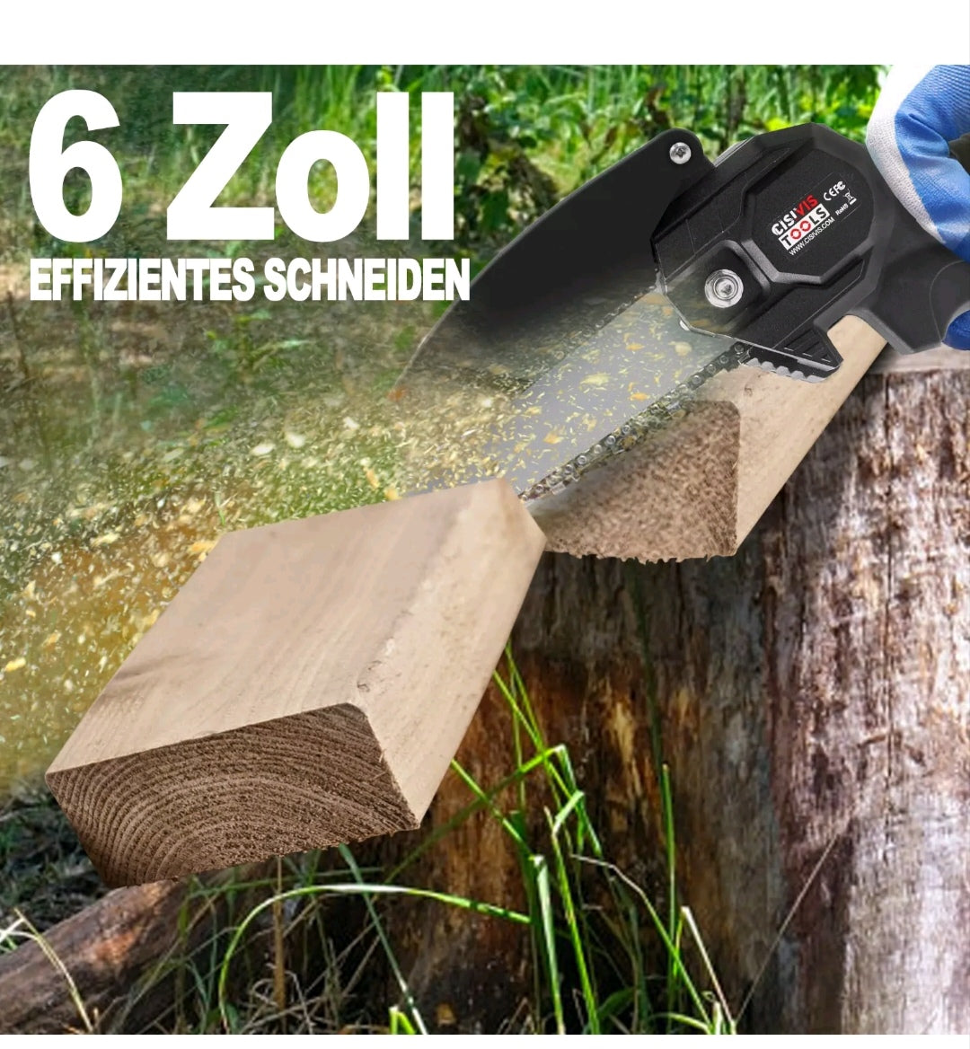 Akku Kettensäge Gartensäge mit 2 Akkus und Zubehör