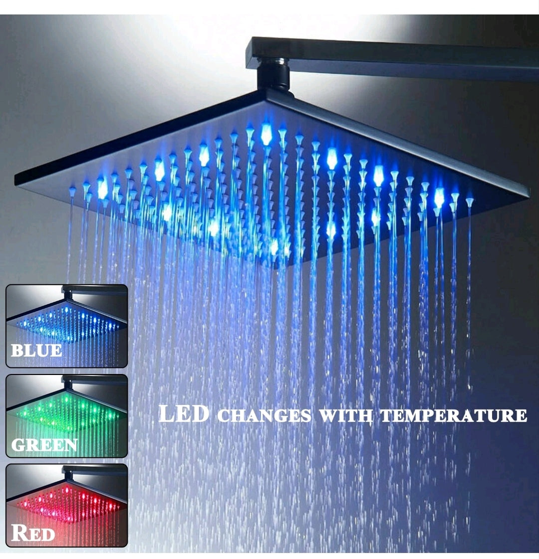 Regendusche Duschkopf LED 30x30cm Schwarz