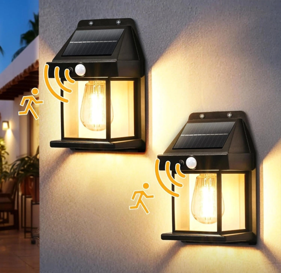 Solar Wandleuchten Wandlampen 2 Stück mit Bewegungsmelder Laternen