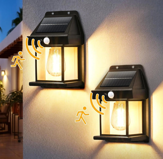 Solar Wandleuchten Wandlampen 2 Stück mit Bewegungsmelder Laternen
