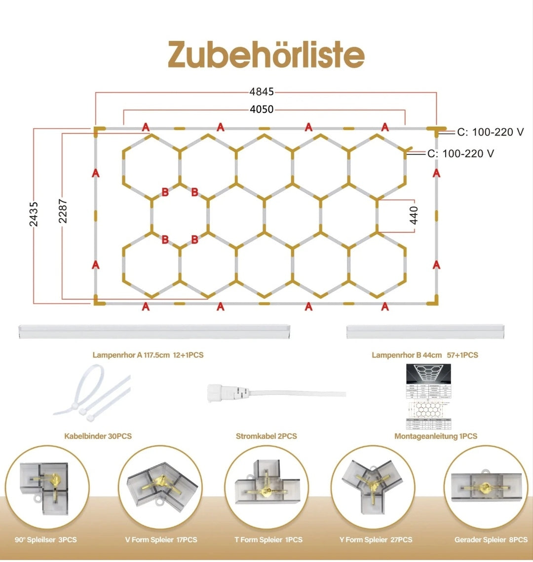 Hexagon Garagenlicht Werkstattlampe Showroom Laden 14 er