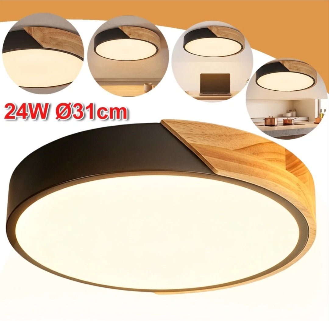 LED Deckenlampe Deckenleuchte Holz Warmweiß