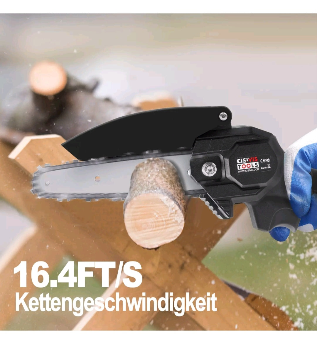 Akku Kettensäge Gartensäge mit 2 Akkus und Zubehör