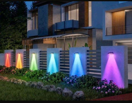 Solar Wandleuchten Wandlampen Zaunleuchten 4 Stück Rgb